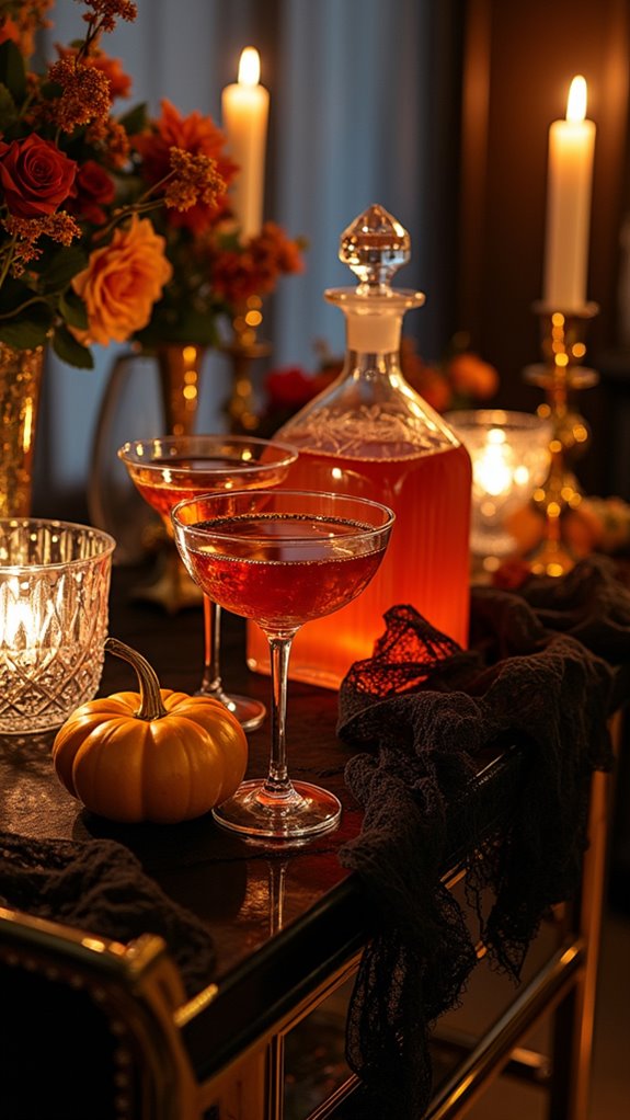 elegant halloween bar cart