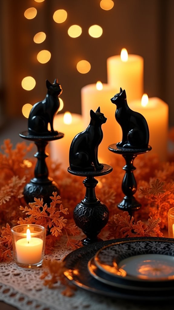 elegant halloween cat decor