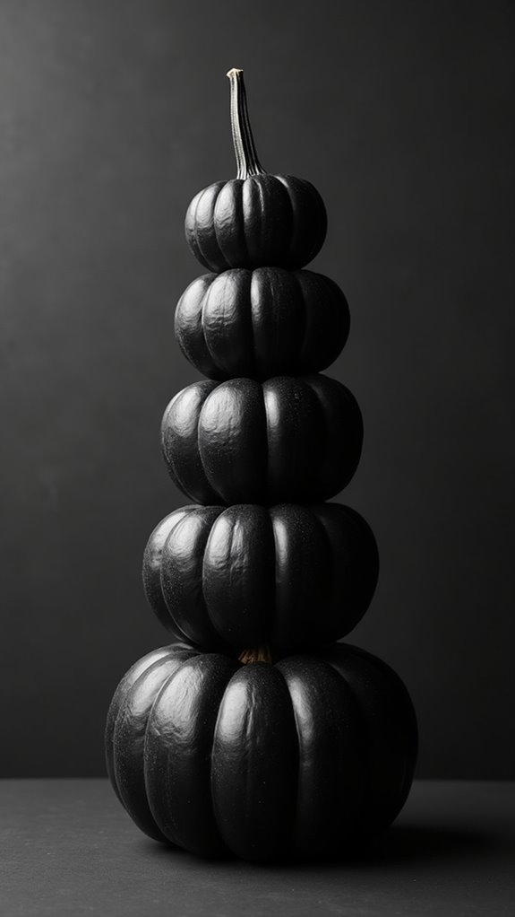 elegant monochromatic black pumpkins