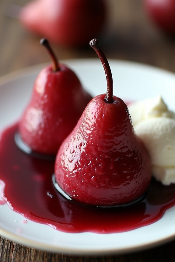 elegant spiced poached pears