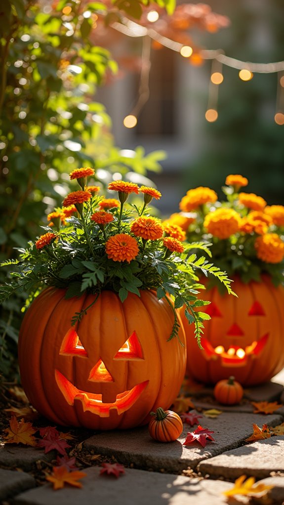 enchanted pumpkin flower planters