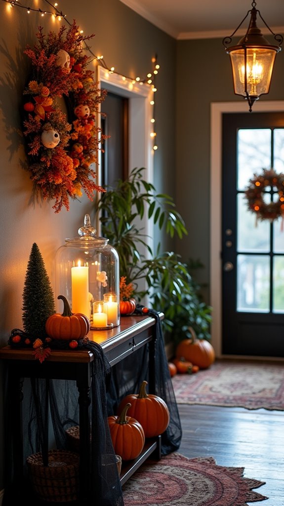 enchanting halloween entryway display