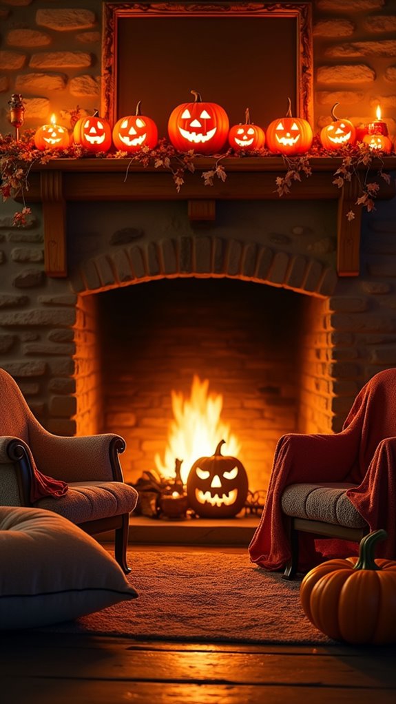 fall pumpkin display setup