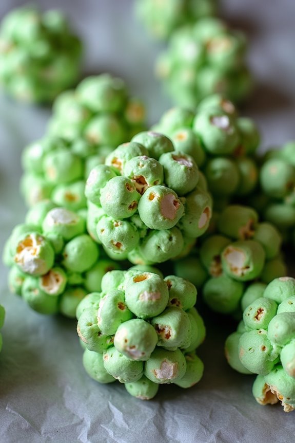 festive green popcorn balls