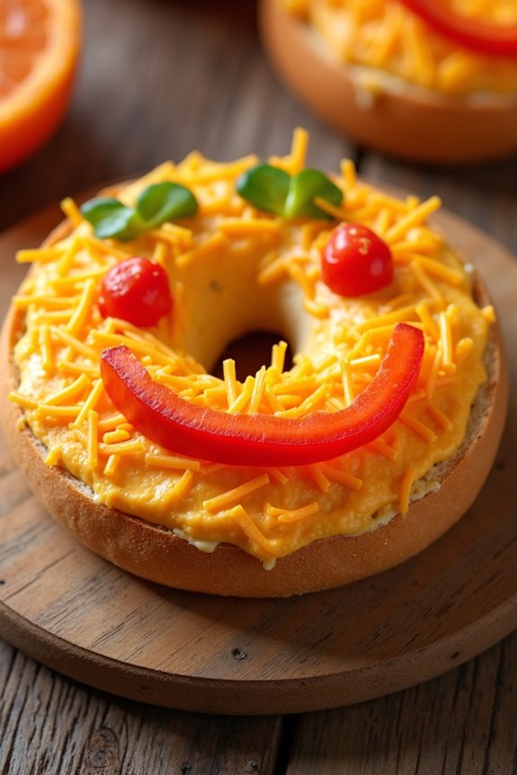 festive halloween bagel breakfast