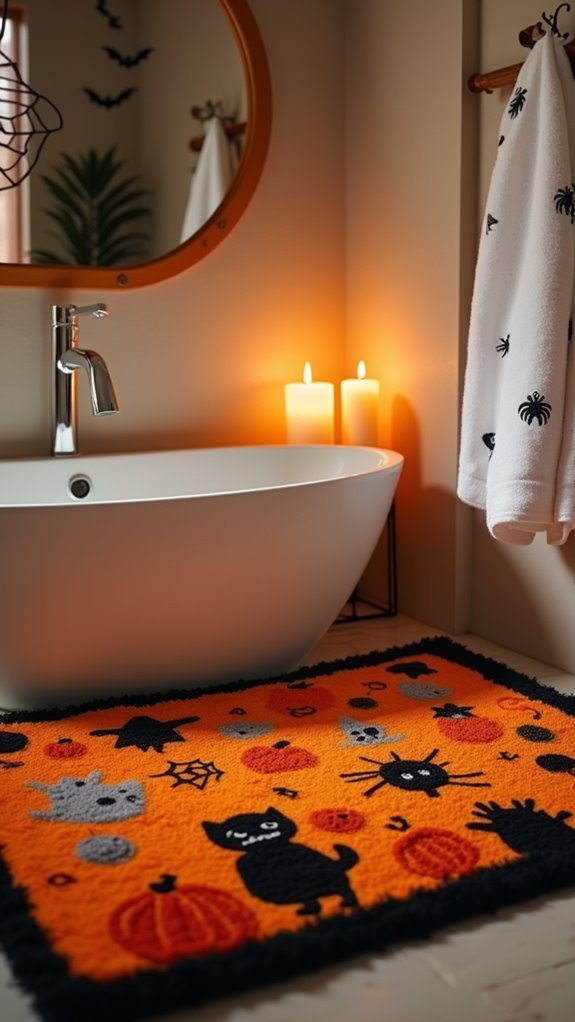 festive halloween bath mats