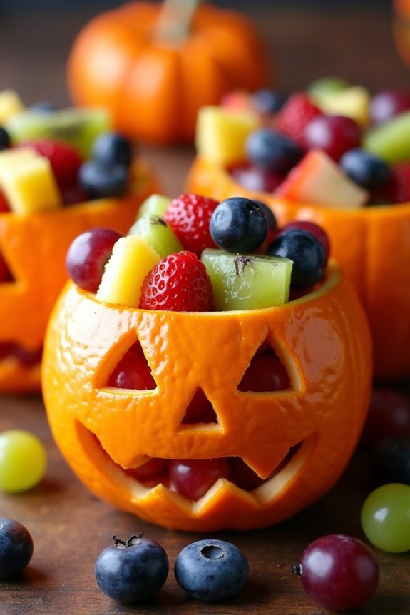 festive halloween fruit cups