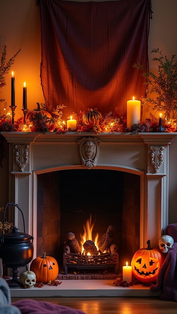 festive halloween mantel decor