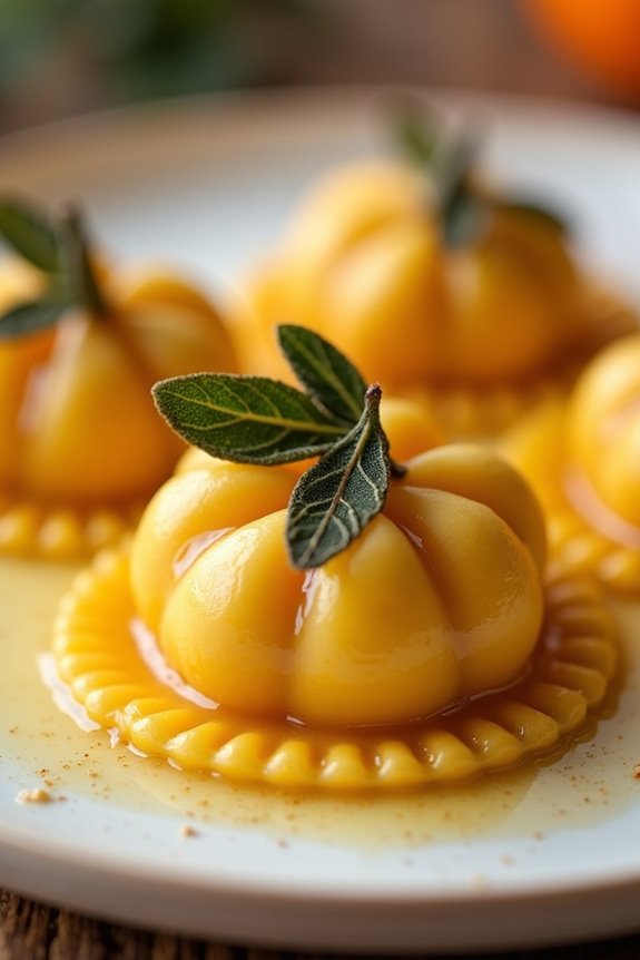 festive pumpkin filled ravioli