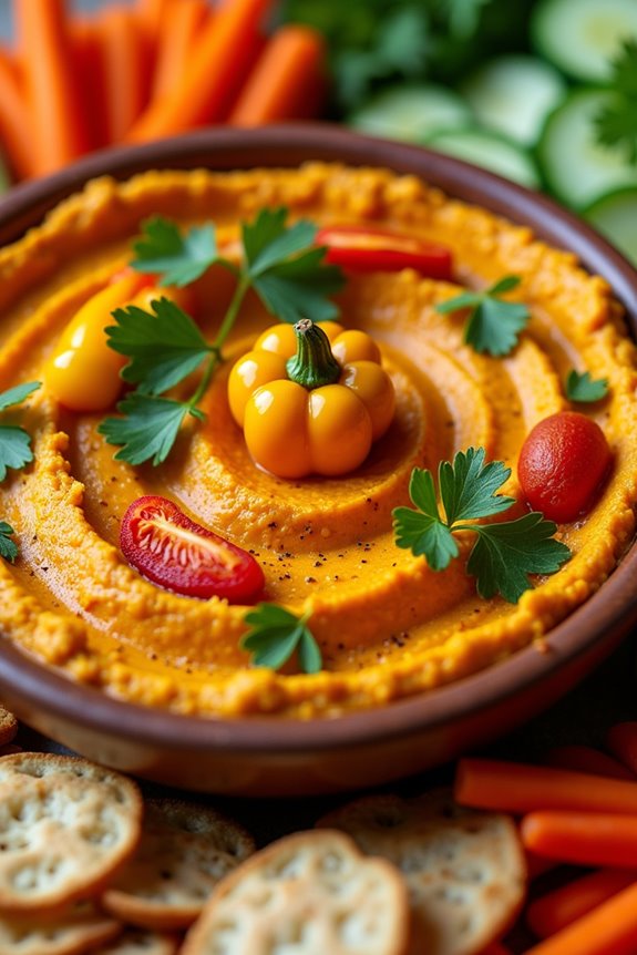 festive pumpkin patch hummus