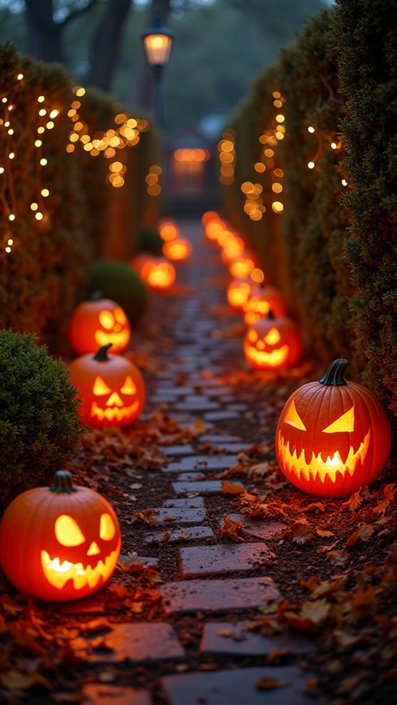 festive pumpkin pathway markers