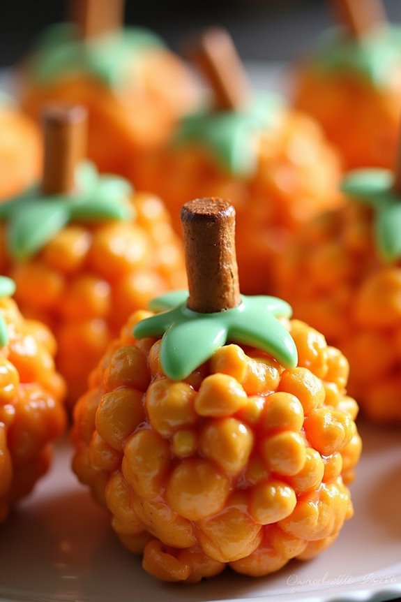 festive pumpkin popcorn balls