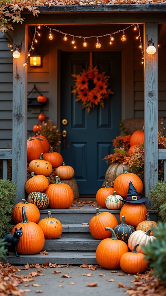 festive pumpkin porch display