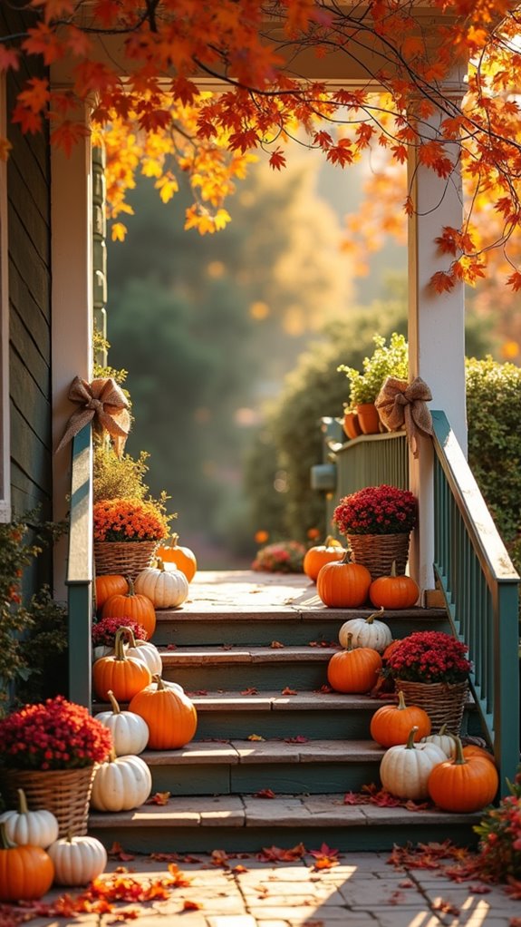 festive pumpkin porch display