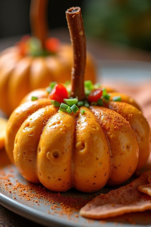 festive pumpkin shaped cheese ball