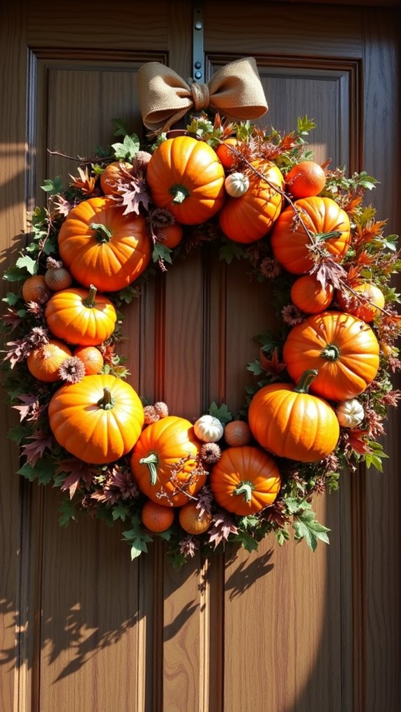 festive pumpkin wreath decor