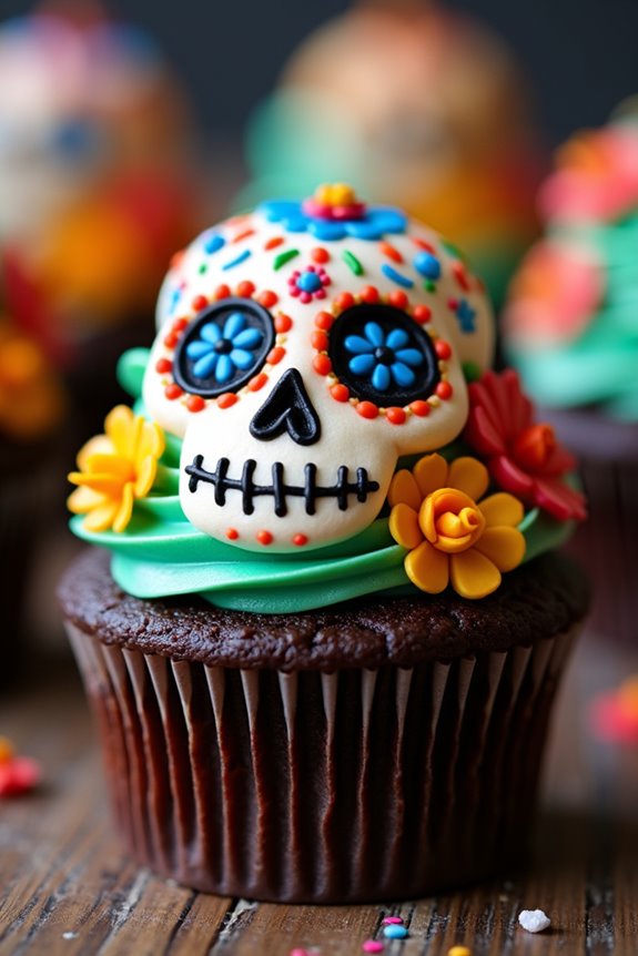 festive sugar skull cupcakes