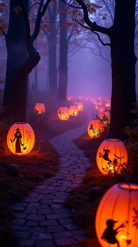 flickering lanterns guiding pathway