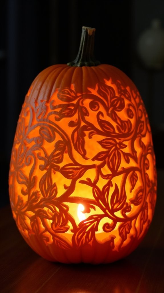 floral pumpkin carving elegance