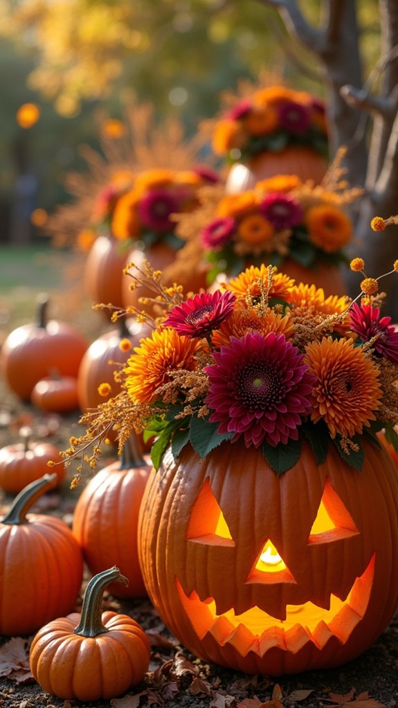 floral pumpkin vase arrangements