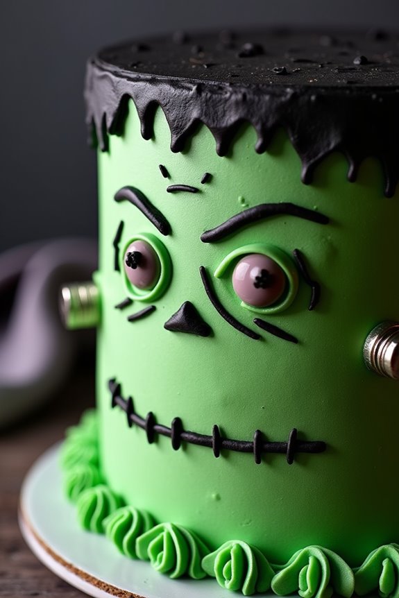 frankenstein themed halloween cake