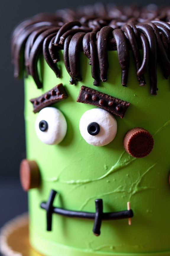 frankenstein themed halloween cake