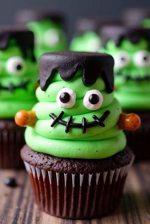 frankenstein themed halloween cupcakes