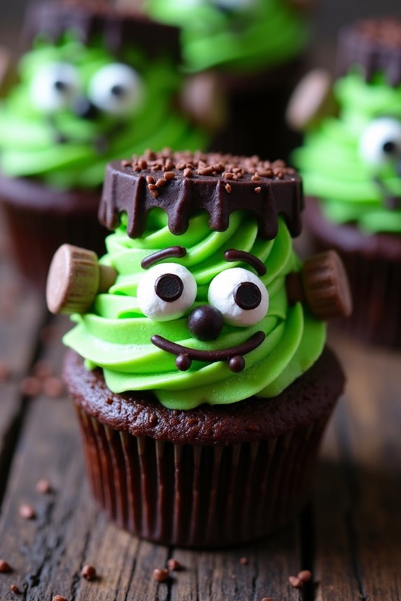 frankenstein themed halloween cupcakes