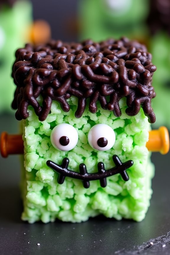 frankenstein themed rice krispie treats