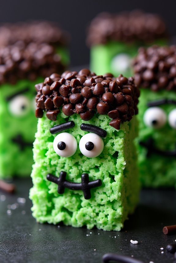 frankenstein themed rice krispie treats