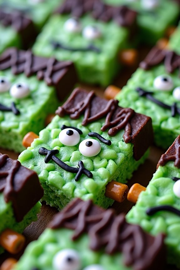 frankenstein themed rice krispie treats