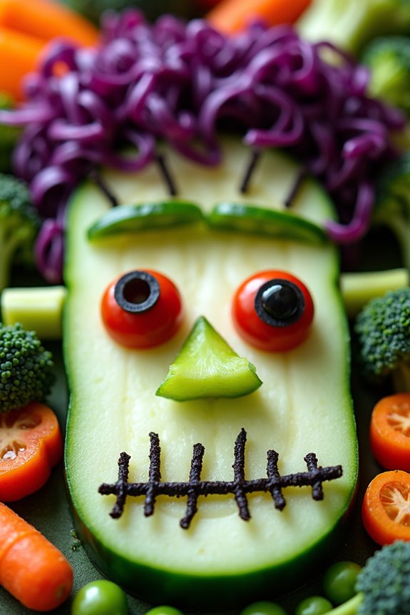 frankenstein themed veggie platter fun