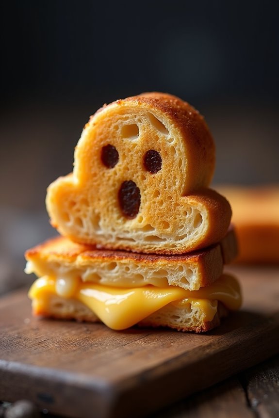 ghost shaped grilled cheese sandwiches