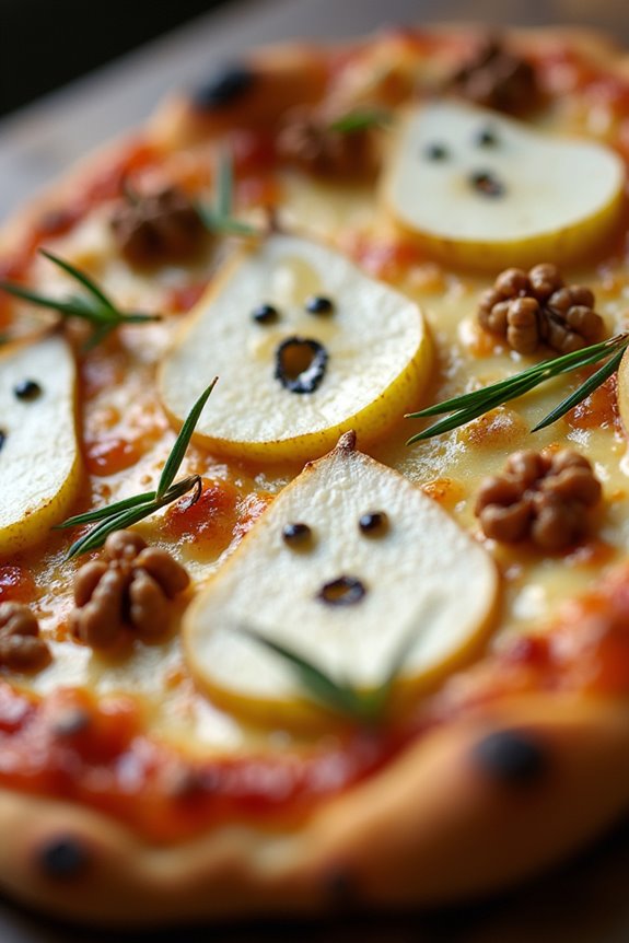 ghostly gorgonzola pear pizza