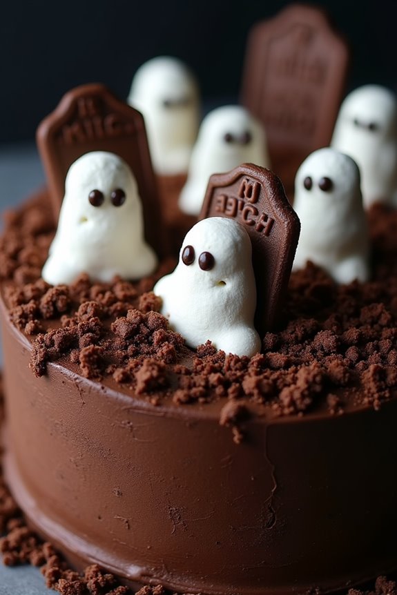 ghostly graveyard halloween cake