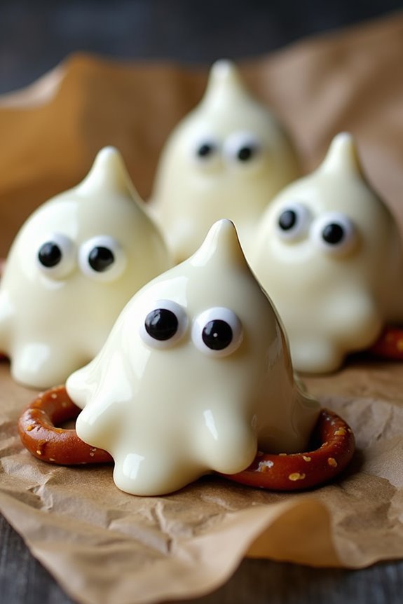 ghostly white chocolate pretzels