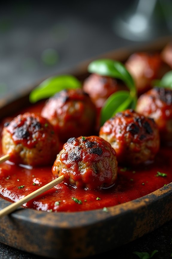 ghoulish meatball skewers delight
