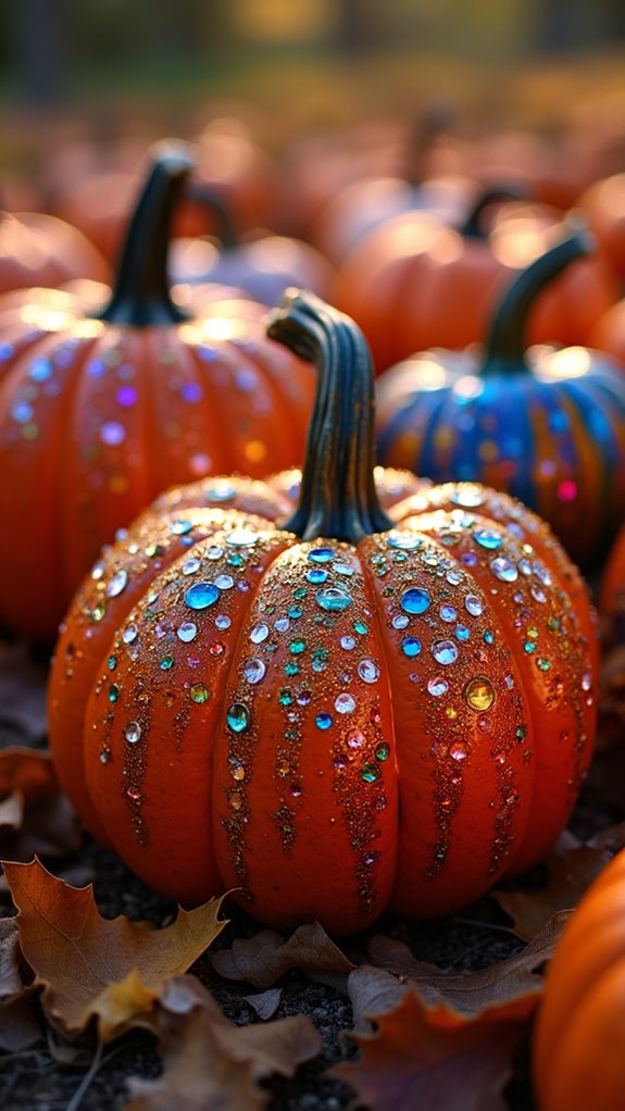 glamorous bejeweled pumpkin decorations