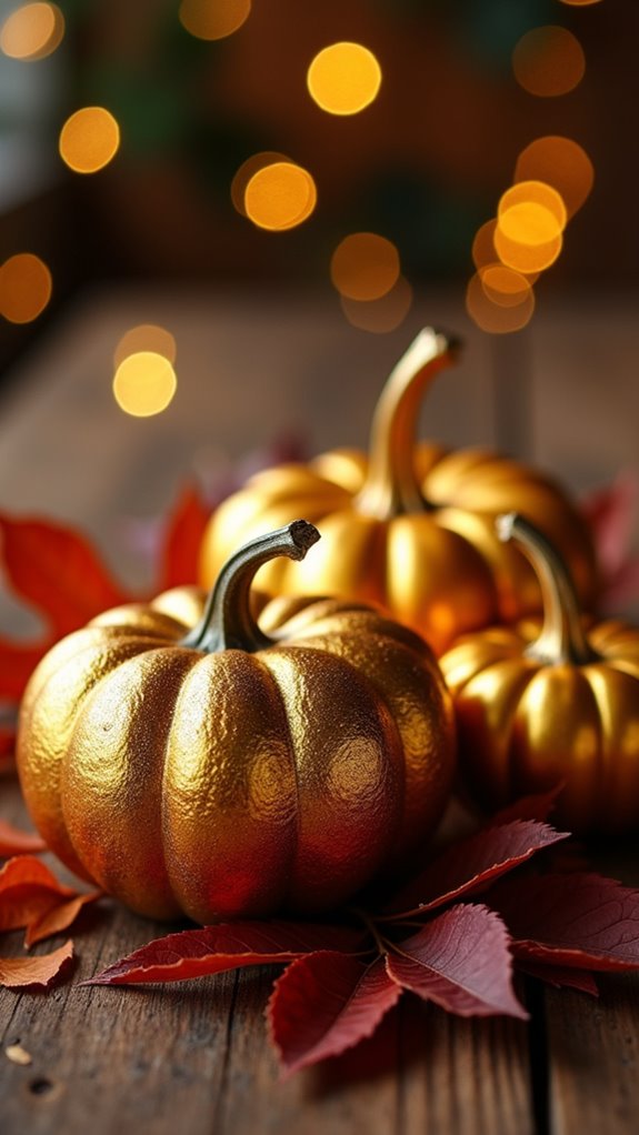 glamorous gold pumpkin decor