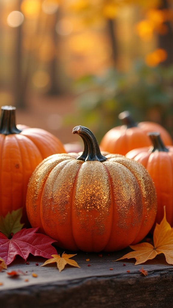 glittered pumpkins for d cor