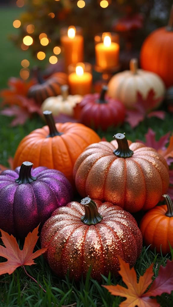 glittery halloween pumpkin decor