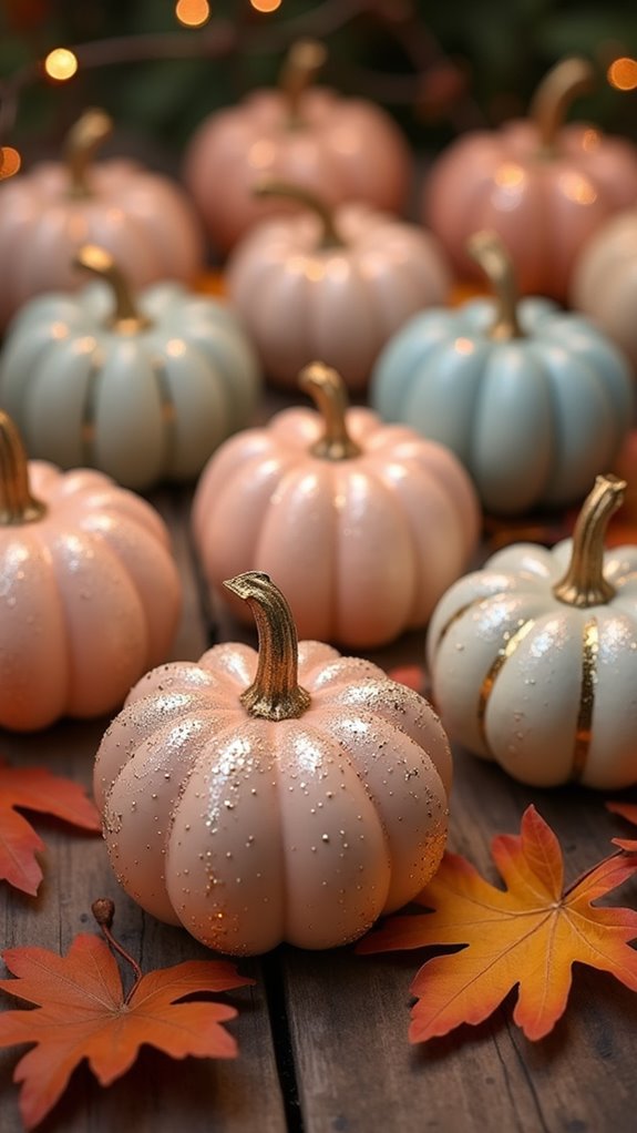 glittery metallic pumpkin accents
