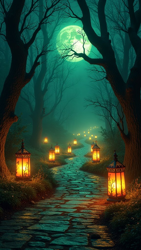 glowing lanterns guide adventure
