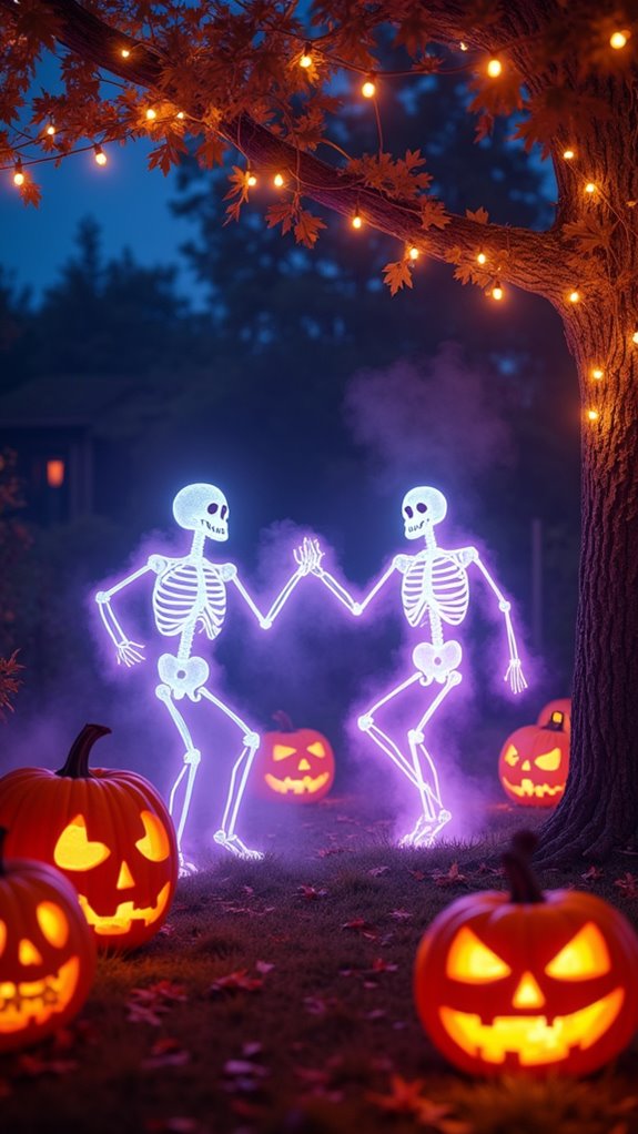 glowing skeletons haunt yard