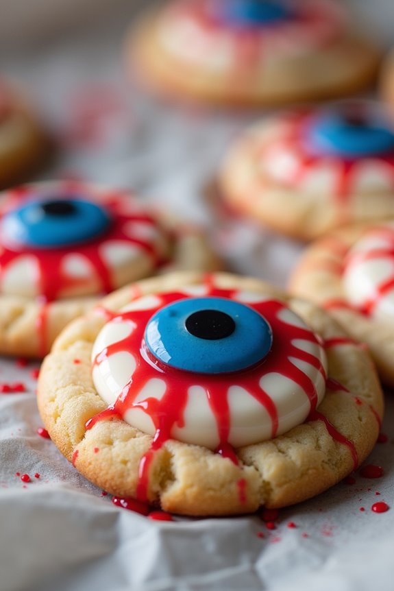 gory bloodshot eyeball cookies