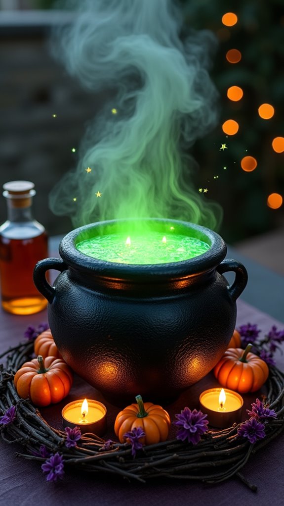 halloween cauldron centerpiece display