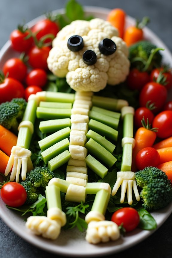 halloween skeleton veggie platter