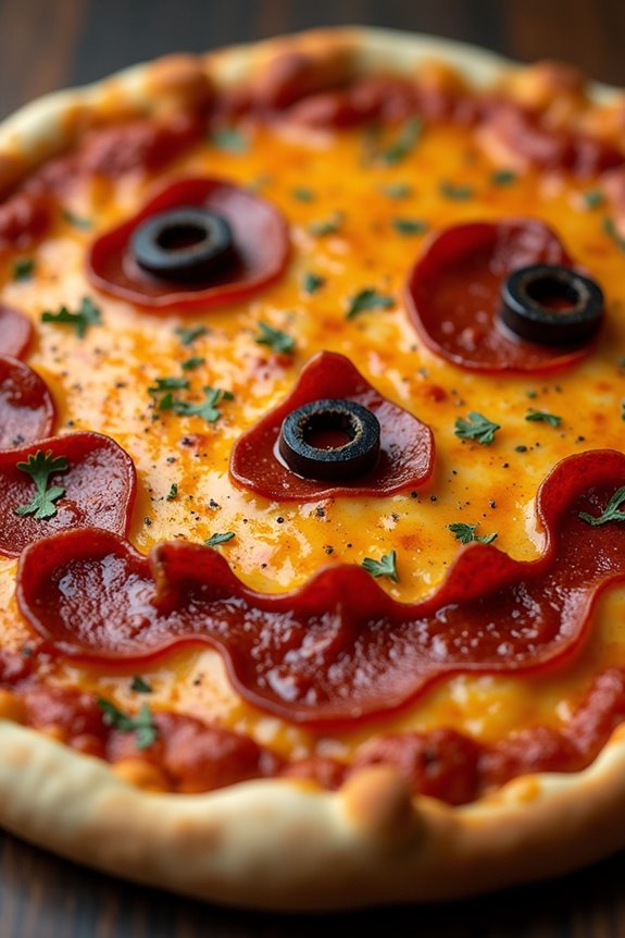 halloween themed pepperoni pizza