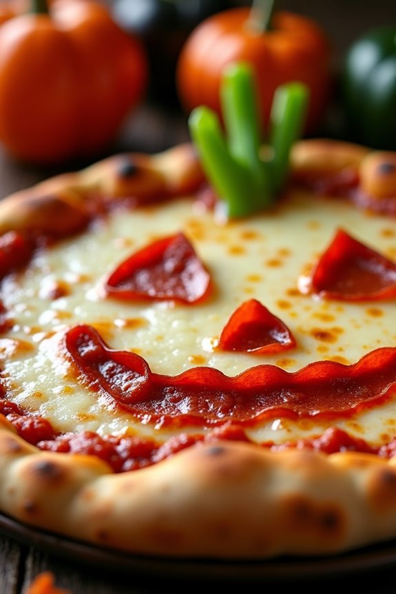 halloween themed pepperoni pizza