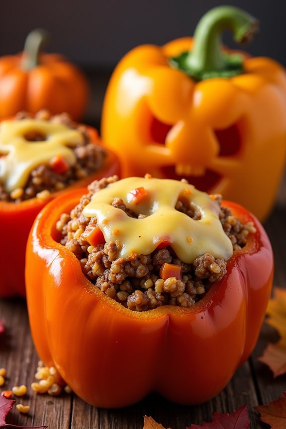 halloween themed stuffed peppers